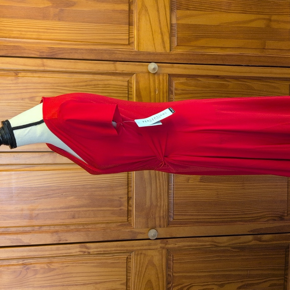 Perceptions Fit & Flare Faux Wrap Women's Red NWT M - Picture 6 of 9